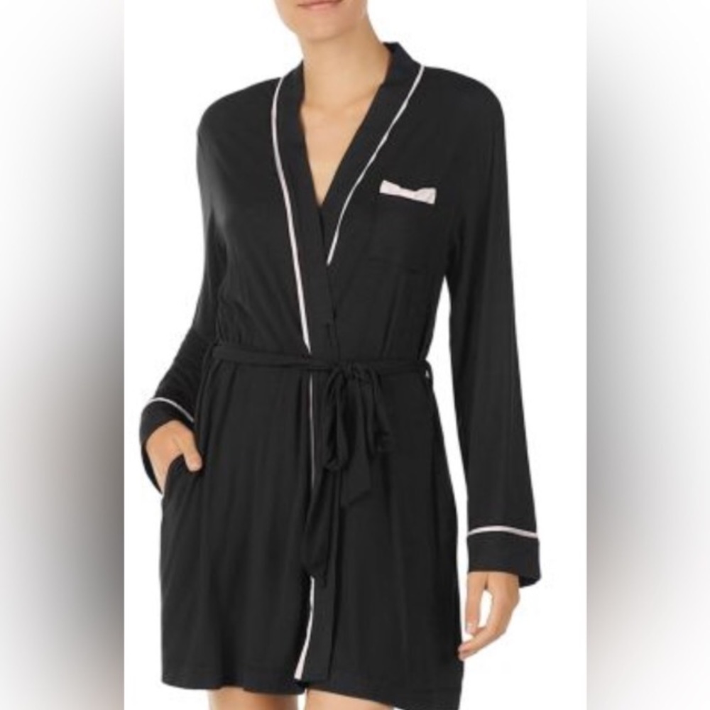 Kate Spade Black and Pink robe with side pockets, Size X-Small